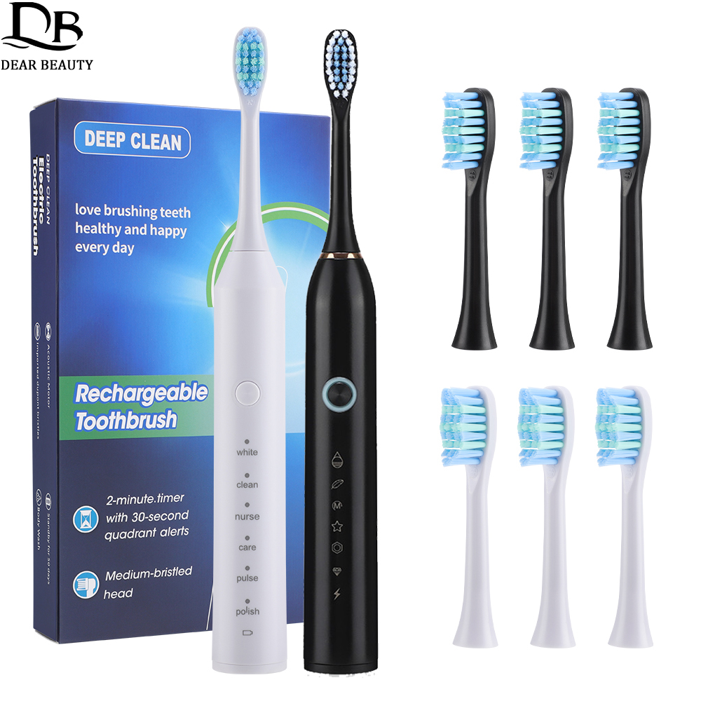 Teeth Whitening Toothbrush - 성인용 충전식 전동 칫솔 6가지 모드