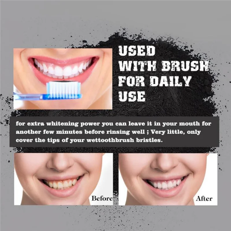 식품 등급 치아 분말 숯 치아 미백 제품 활성탄으로 치 - Teeth Whitening Powder 리뷰 및 가격