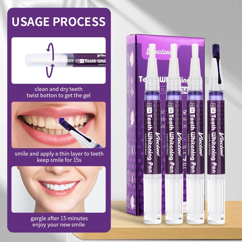 바츨라프 V34 퍼플 치아 미백 젤 펜, 얼룩 제거 및 - Teeth Whitening Doctor 리뷰 및 가격